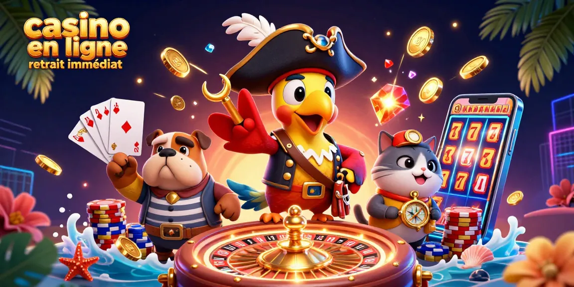 Obtenez des retraits instantanés avec le casino en ligne retrait immédiat dans une scène animée de jeu.