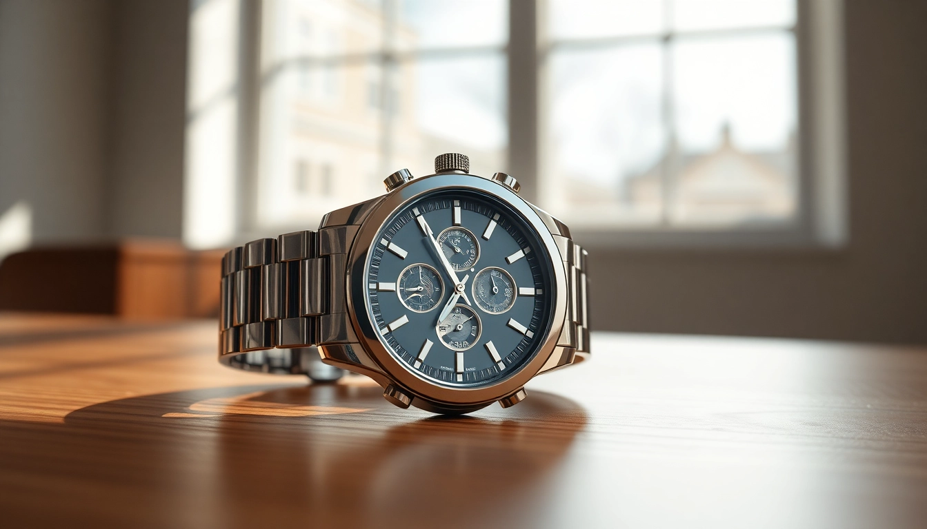 Admiring a stunning super clone watch that showcases luxury craftsmanship on a wooden surface.