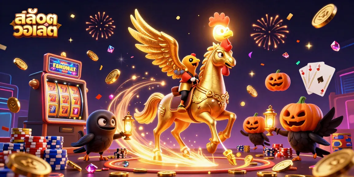 Spin to win with สล็อตวอเลท in a vibrant casino scene featuring golden coins and jackpot reels.