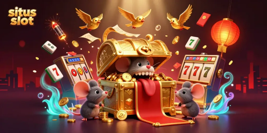 Menang hadiah besar dengan situs slot di ilustrasi kasino yang cerah dan menawan