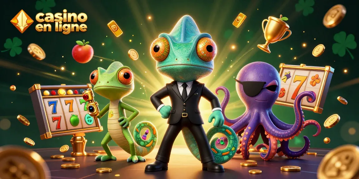 Gagnez des récompenses sur un casino en ligne avec une ambiance dynamique, mettant en valeur un caméléon agent secret.