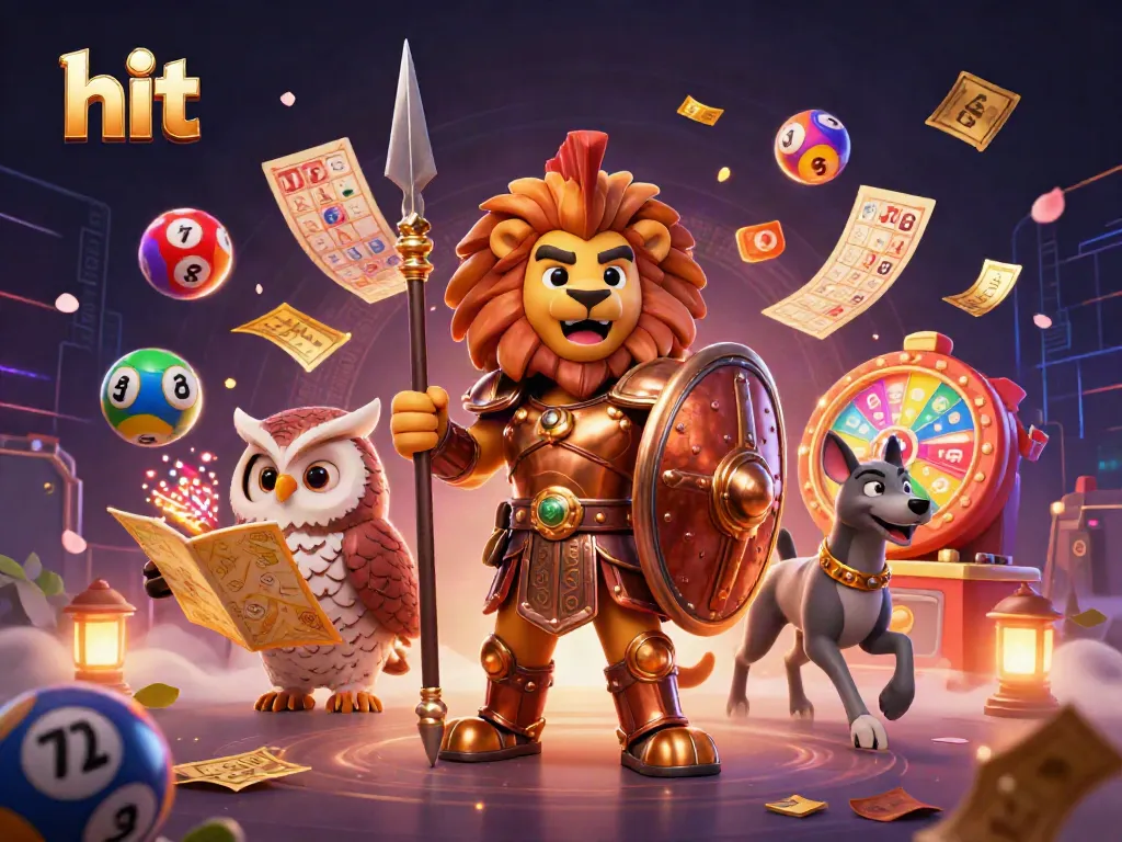Hit the jackpot with an exhilarating scene featuring a Spartan lion, tactical owl, and greyhound in a vibrant casino atmosphere