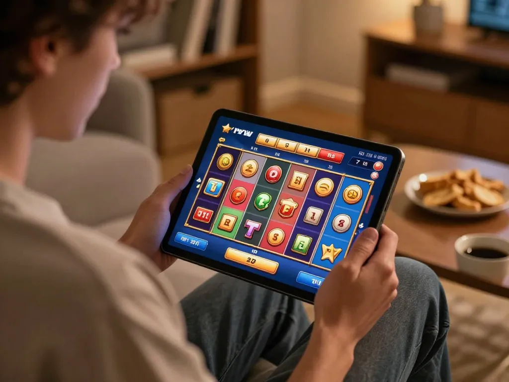 Terlibat dalam permainan toto slot yang mendebarkan di tablet sambil menikmati suasana rumah yang nyaman.