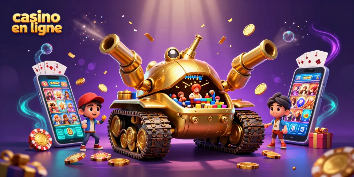 Vivez l'expérience du casino en ligne avec ce tank doré rempli de jeux et de gains.