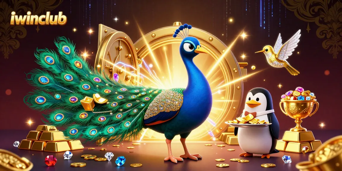 Engage in the excitement of iwinclub with a dazzling 3D casino scene filled with treasures.