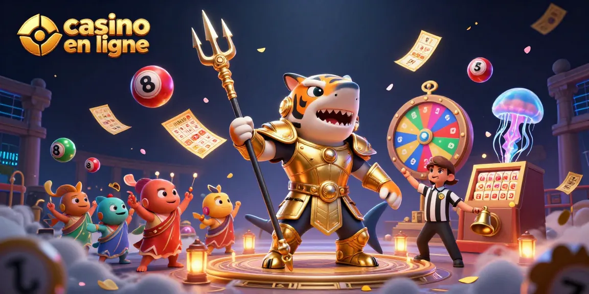 Jouez sur le casino en ligne et vivez une expérience exceptionnelle avec un requin-tigre en armure et des éléments ludiques.