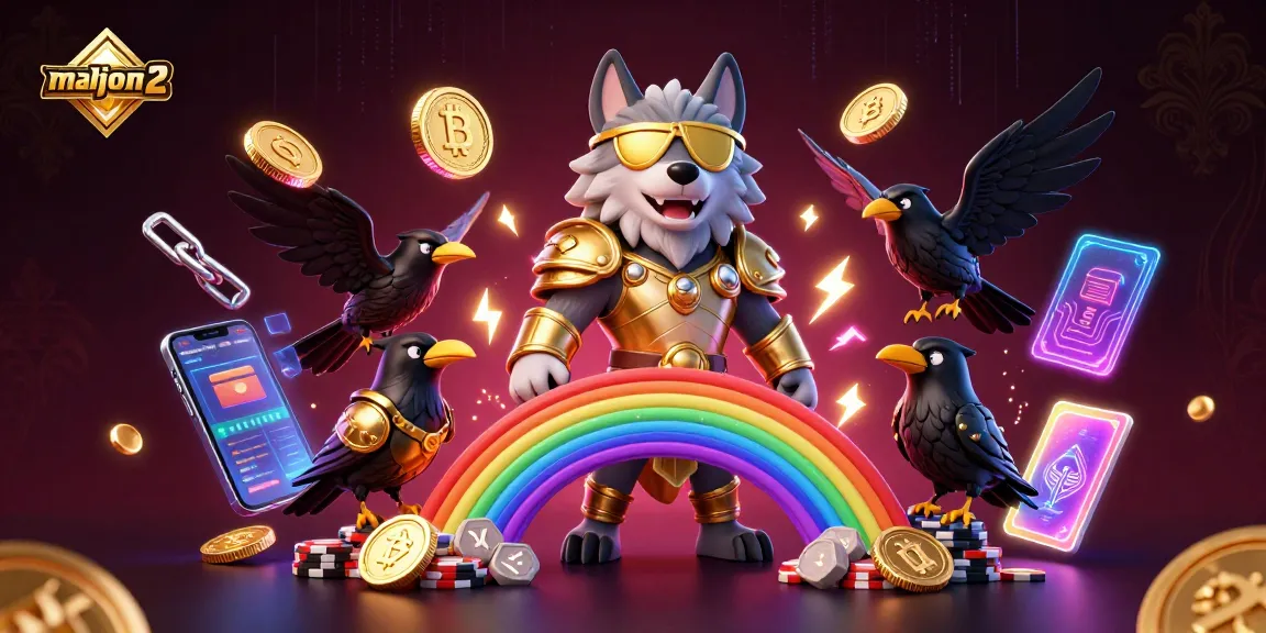 Join the excitement of mahjong 2 with a dynamic 3D casino-themed illustration featuring Odin and his ravens.