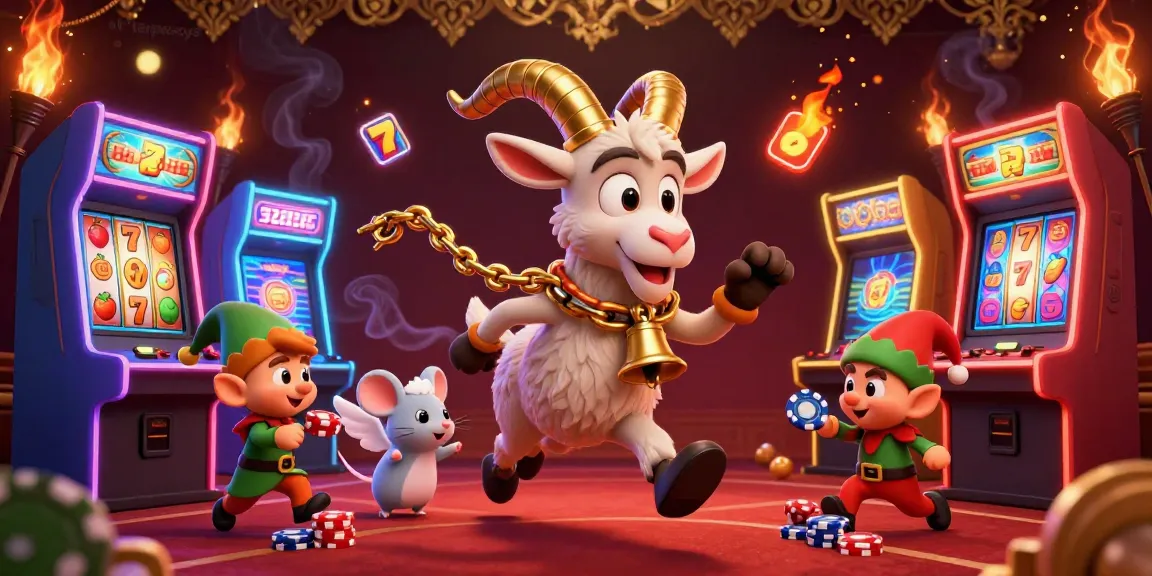 Experience the excitement of slot terpercaya with lively characters stealing poker chips in a vibrant casino scene.