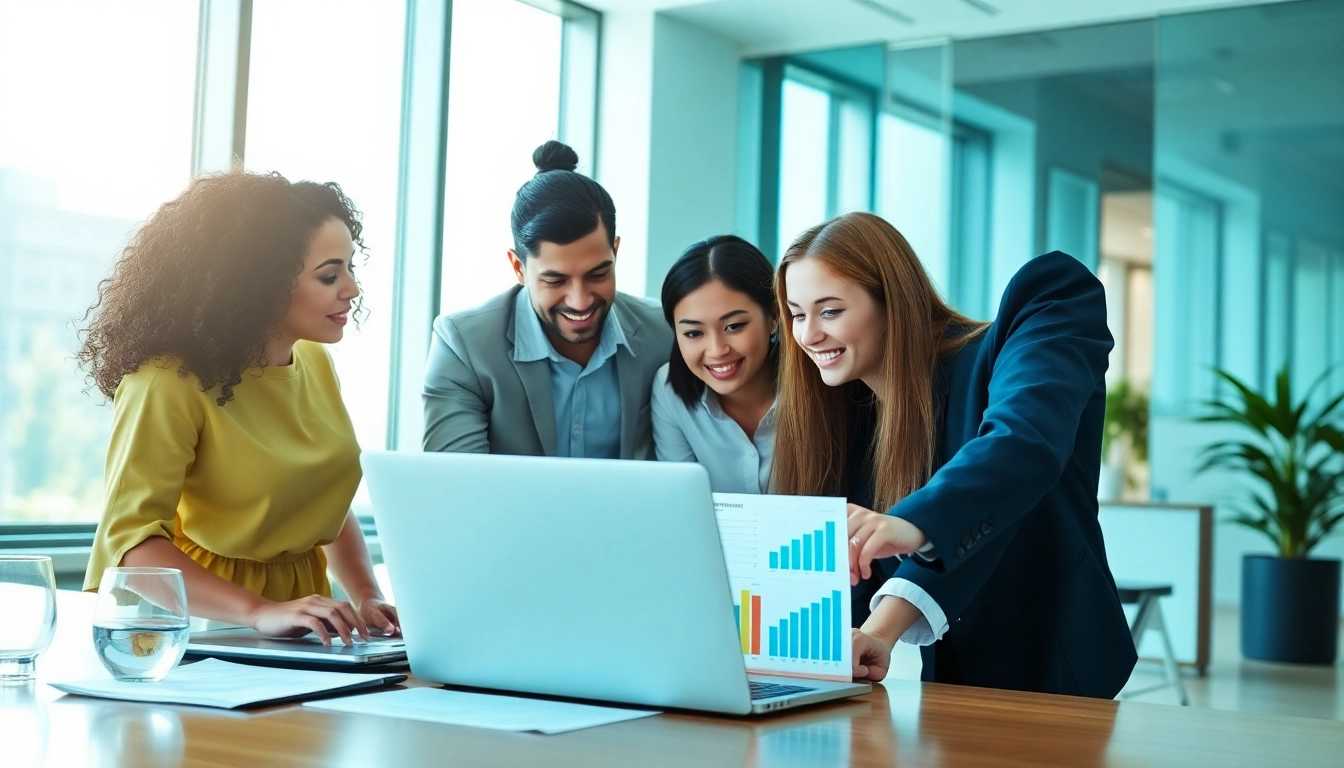 SEO Agency Clearwater collaborating in a bright, modern office, showcasing digital marketing strategies.