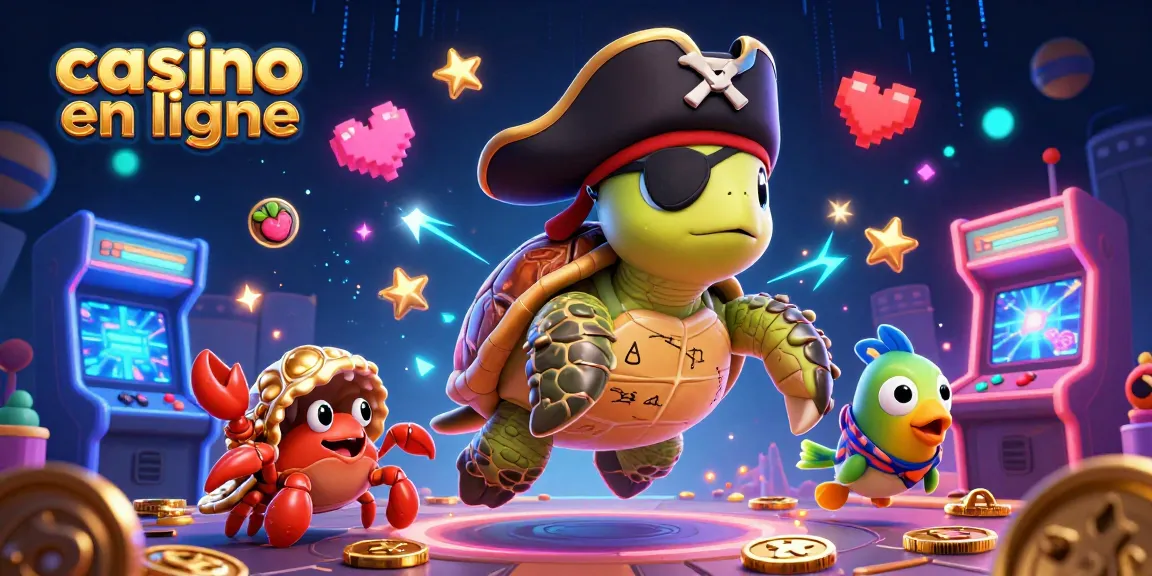 Profitez d'une ambiance de casino en ligne avec une illustration vibrante des personnages marins et d'éléments de jeu dynamiques.