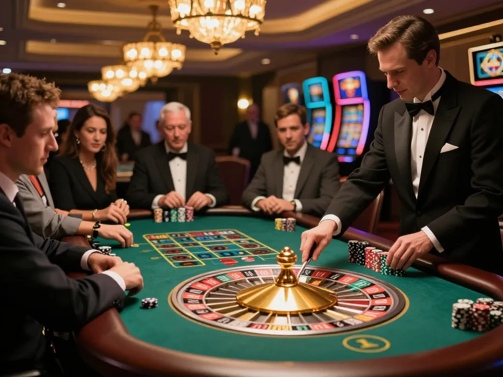 Engage with link slot kamboja at a thrilling roulette table in an upscale casino setting