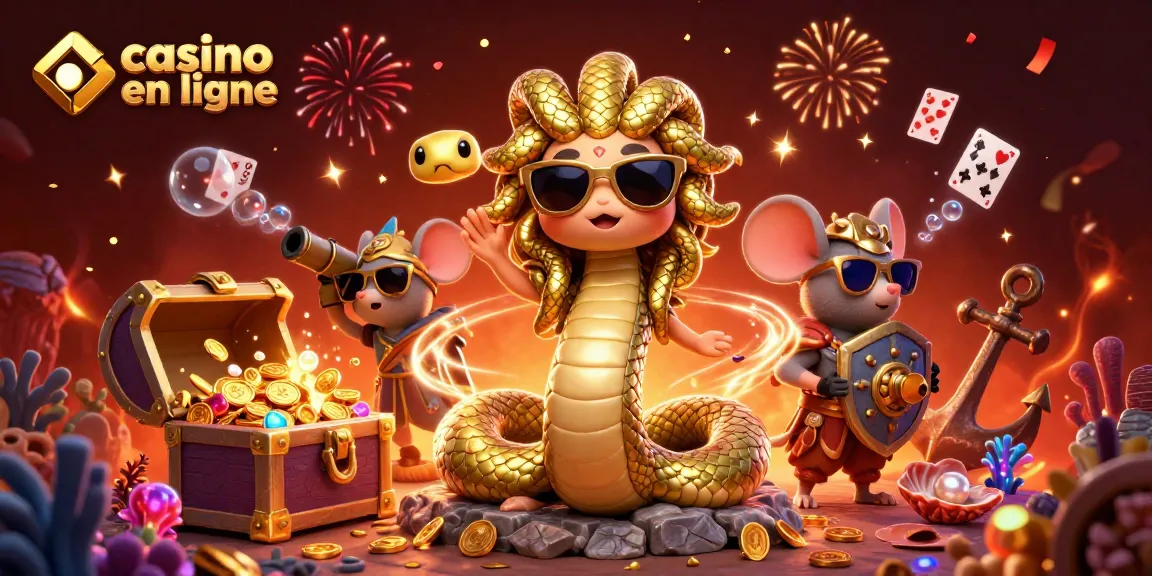Jouez au casino en ligne avec Medusa et un guerrier souris sous la mer pour gagner des récompenses.