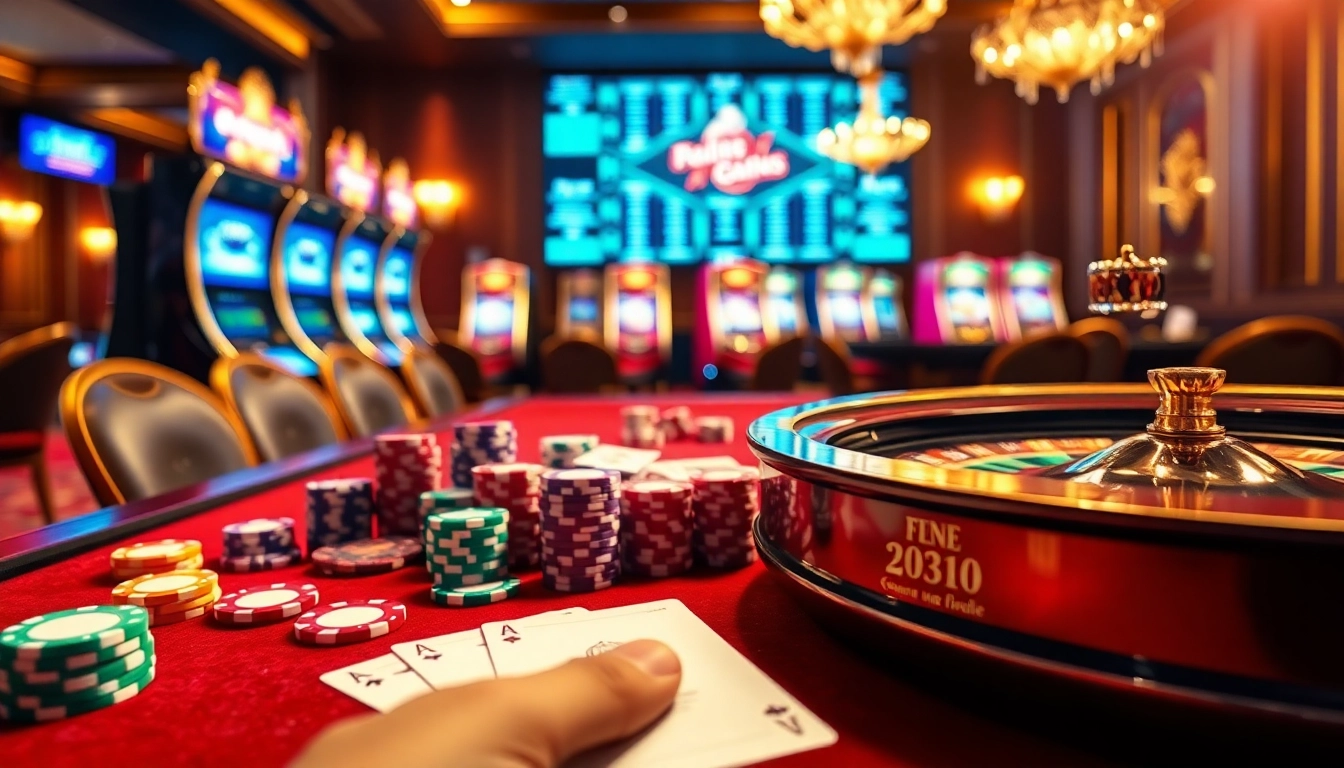 Vivez le frisson du casino fiable en ligne avec des jetons de poker et une roue de roulette dans un cadre luxueux.