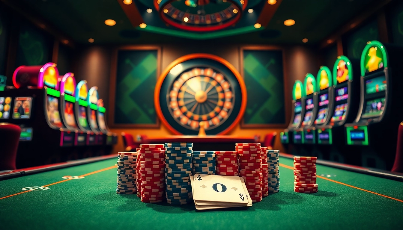 Une scène de poker palpitante mettant en avant le meilleur casino en ligne France avec richesses et excitation.