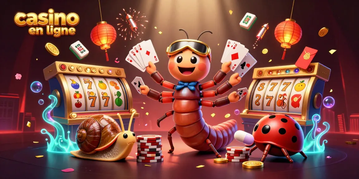 Jouez au casino en ligne avec des personnages animés et des éléments colorés créant une atmosphère festive.
