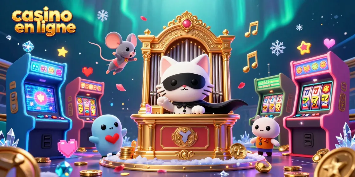 Découvrez une scène captivante avec le casino en ligne, incluant un chat et une souris acrobate.