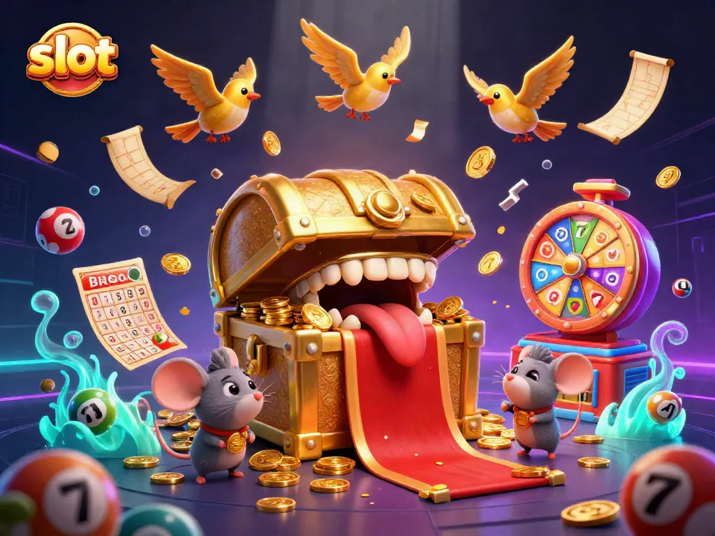 Slot menampilkan mesin slot dengan simbol keberuntungan, mengundang pemain untuk meraih kemenangan besar