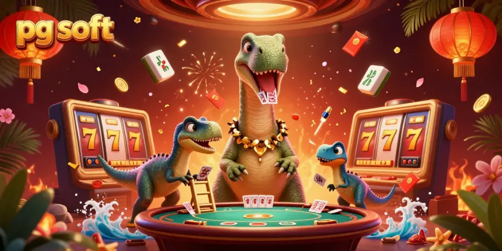 Menghasilkan permainan menyenangkan dengan pg soft di kasino, brontosaurus raksasa dan raptor pintar sebagai dealer.