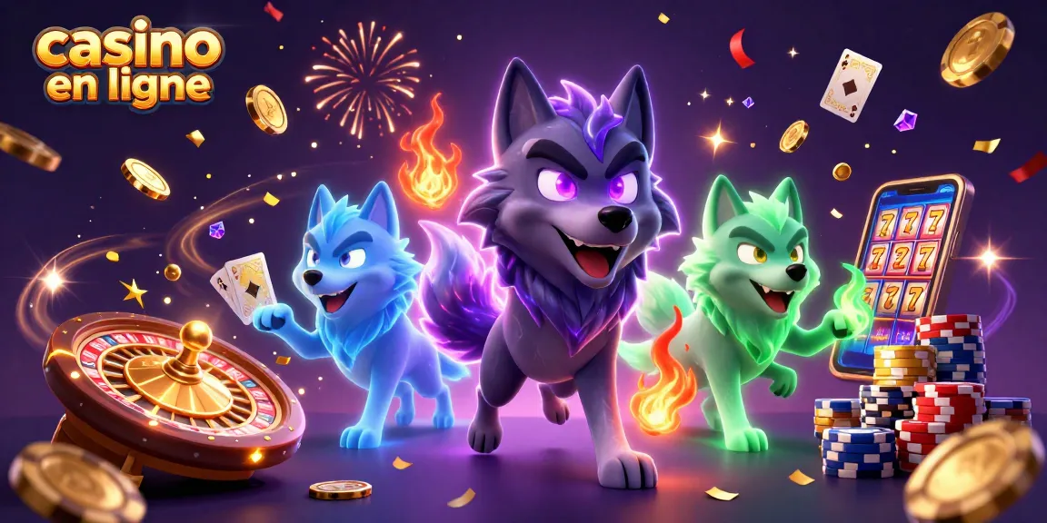 Profitez des jeux de casino en ligne avec une illustration captivante et dynamique.