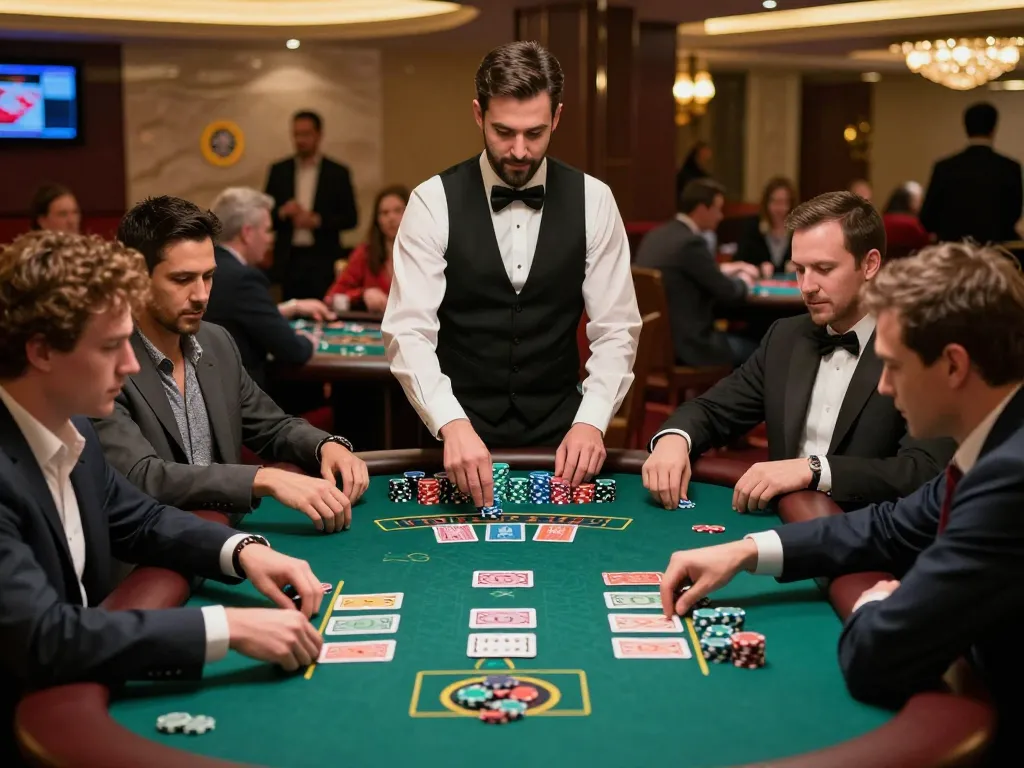 Players enjoying an exciting game of blackjack at zx88 casino, showcasing vibrant gameplay and high-stakes atmosphere