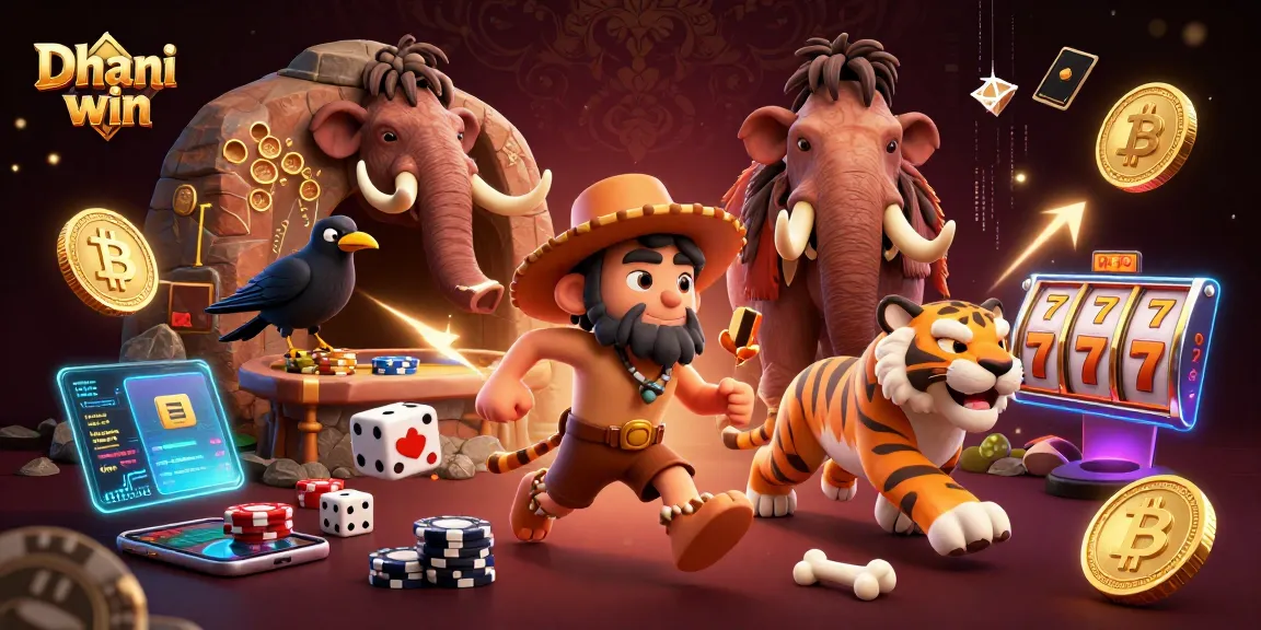 Dhani win captivates players with ancient casino thrills featuring cartoon characters, poker chips, and cryptocurrency.