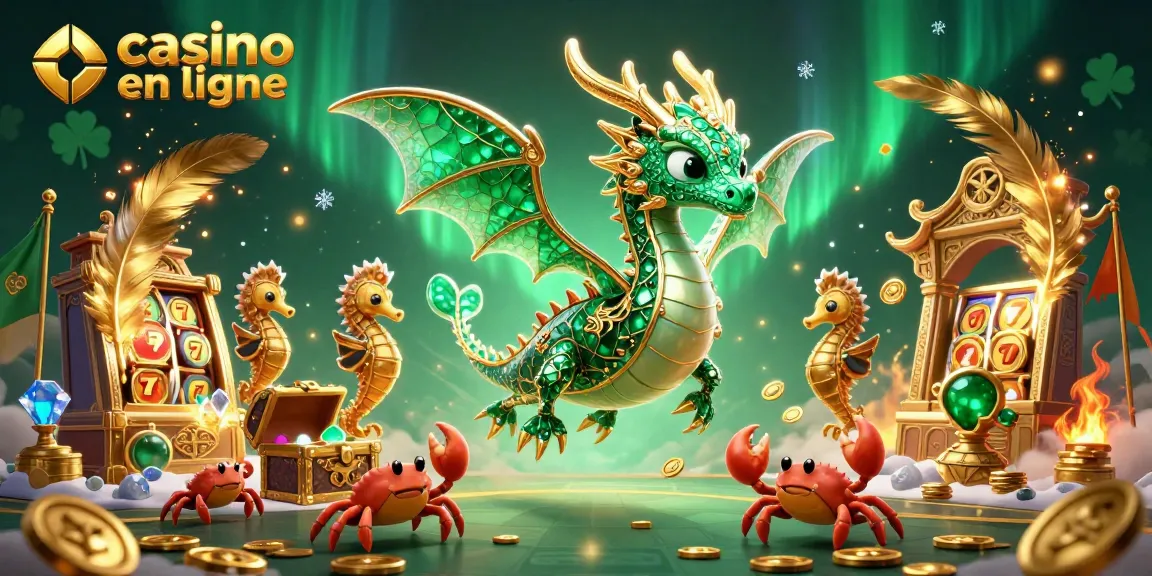 Jouez en ligne au casino en ligne avec cette illustration captivante de dragon et trésor.