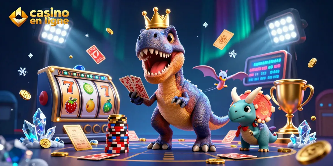 Jouez à des jeux au casino en ligne avec des personnages dynamiques dans une illustration amusante.