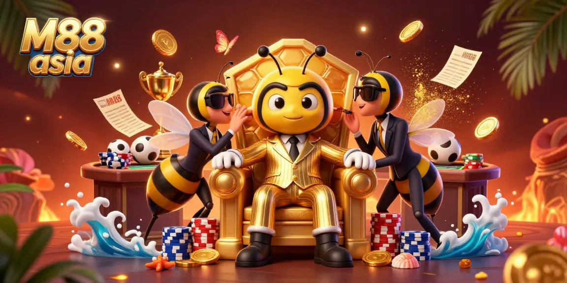 Experience the excitement of M88 Asia with dynamic sports betting elements and characters in action.