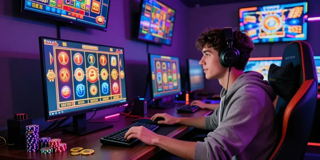 Player enjoying a visually stimulating slot game in a dynamic online gaming environment.