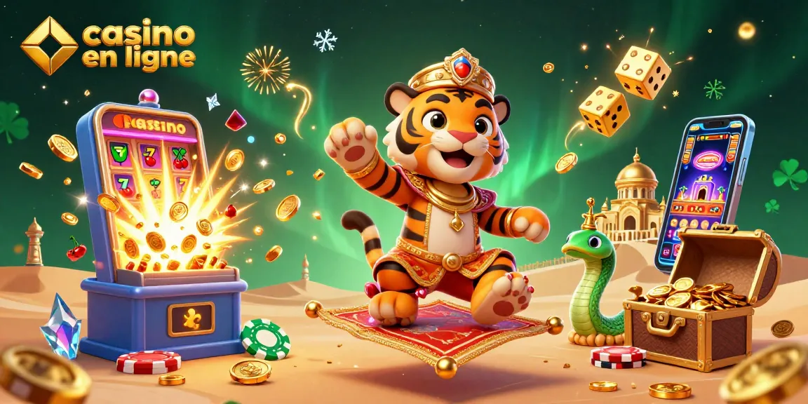 Jouez à un casino en ligne avec une illustration 3D colorée incluant un sultan et des machines à sous.