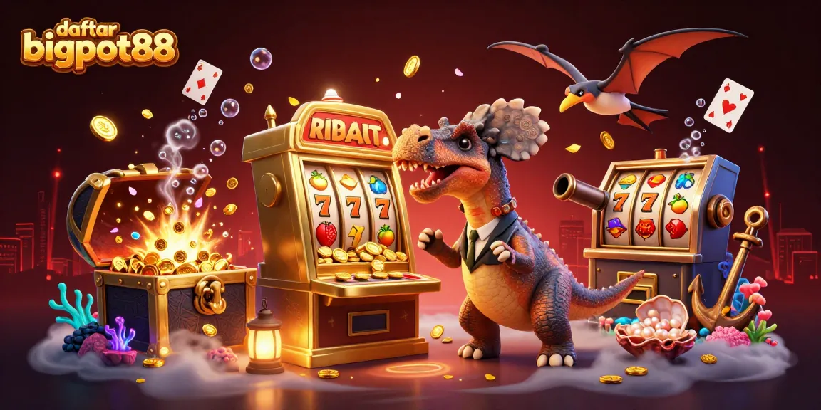 Engage with daftar bigpot88 as a pachycephalosaurus triggers a jackpot in this vibrant casino scene.
