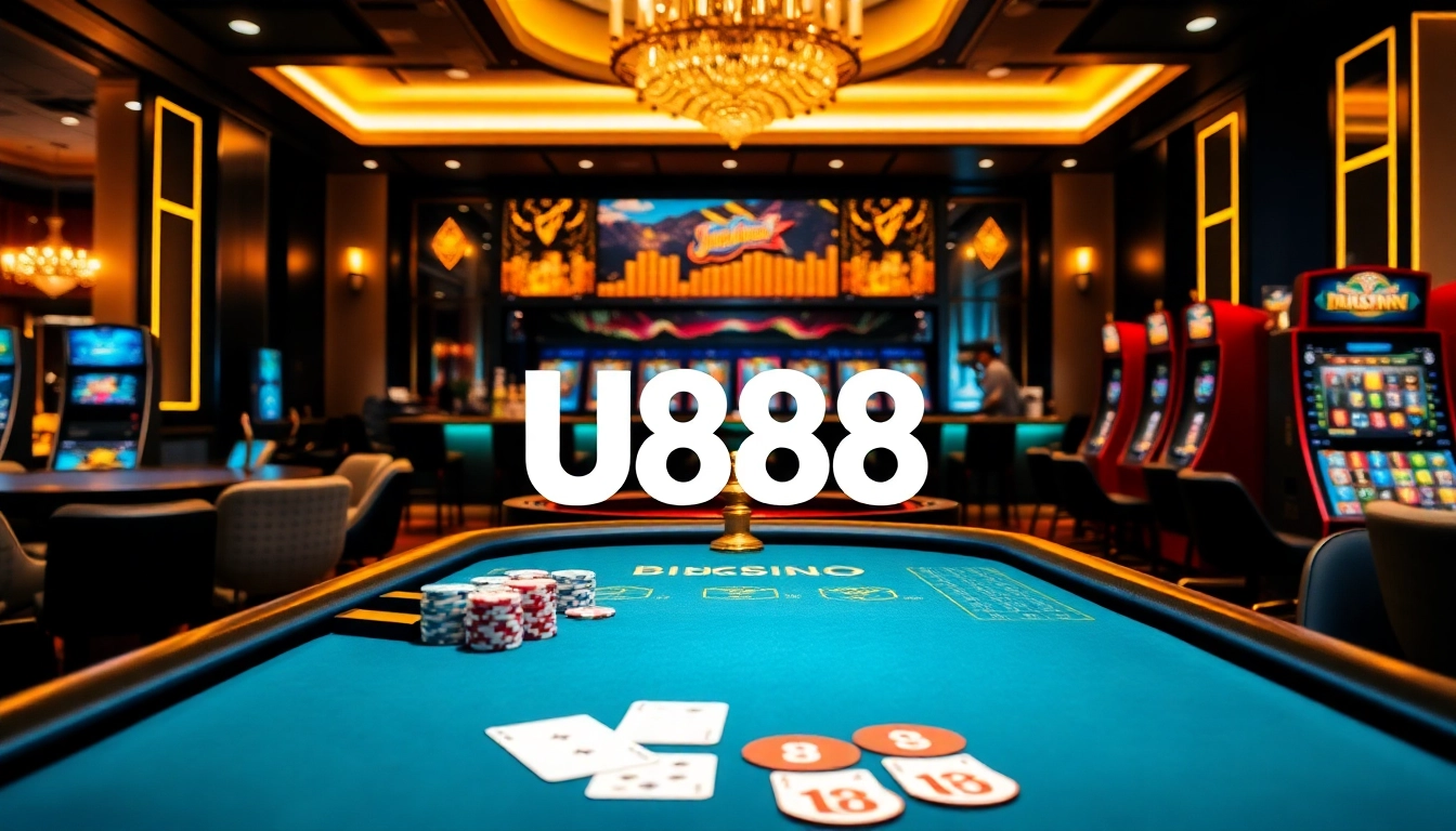 Experience the thrill of U888 online casino with vibrant cards and roulette, inviting gamers to win.
