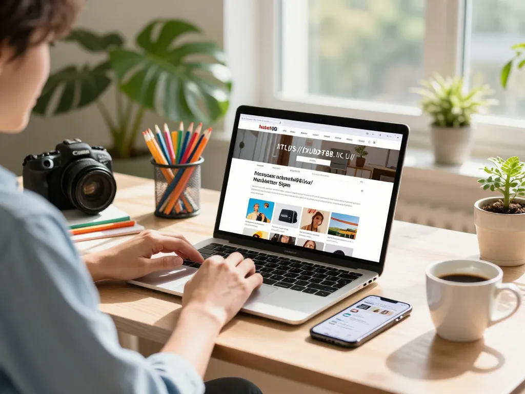 Engaged user signing up for newsletter on https://hubet88.icu/ from a modern home office.