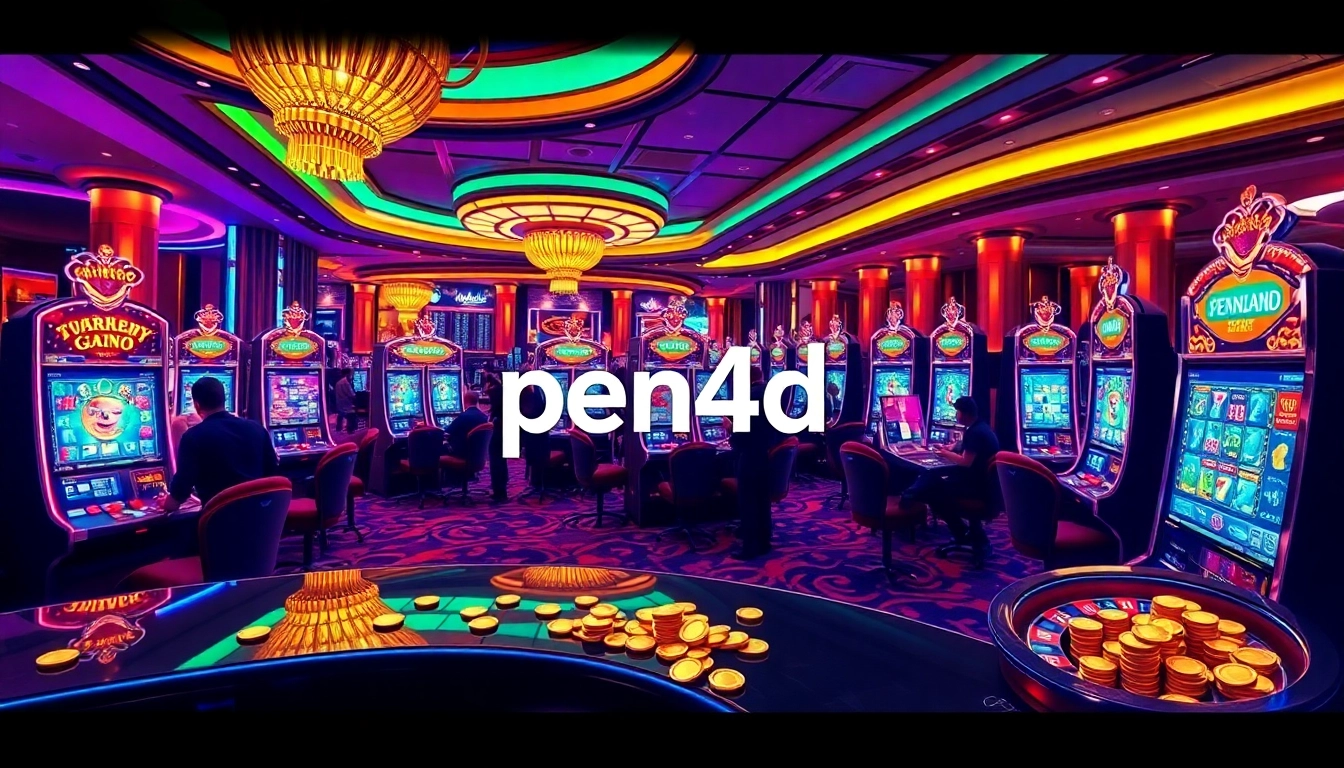 Players engaging with the pen4d slot machines in a vibrant casino atmosphere.