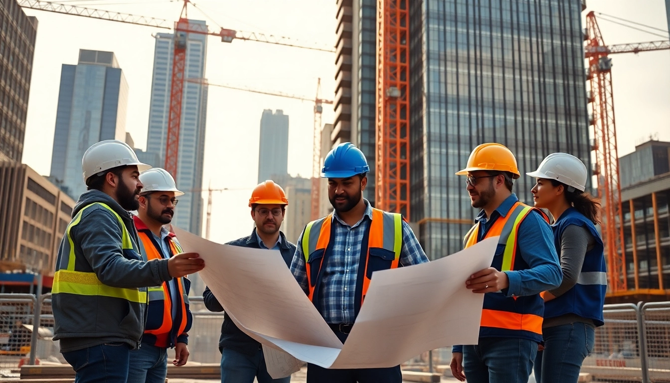 Team of New York Commercial General Contractor professionals collaborating on a construction project.