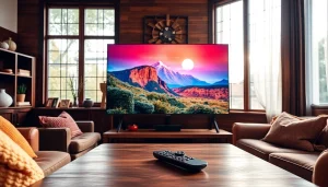 Watch high-quality entertainment with iron iptv on a sleek television in a cozy living room.