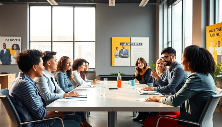 Explore free job post new york opportunities with dynamic professionals in a modern office.