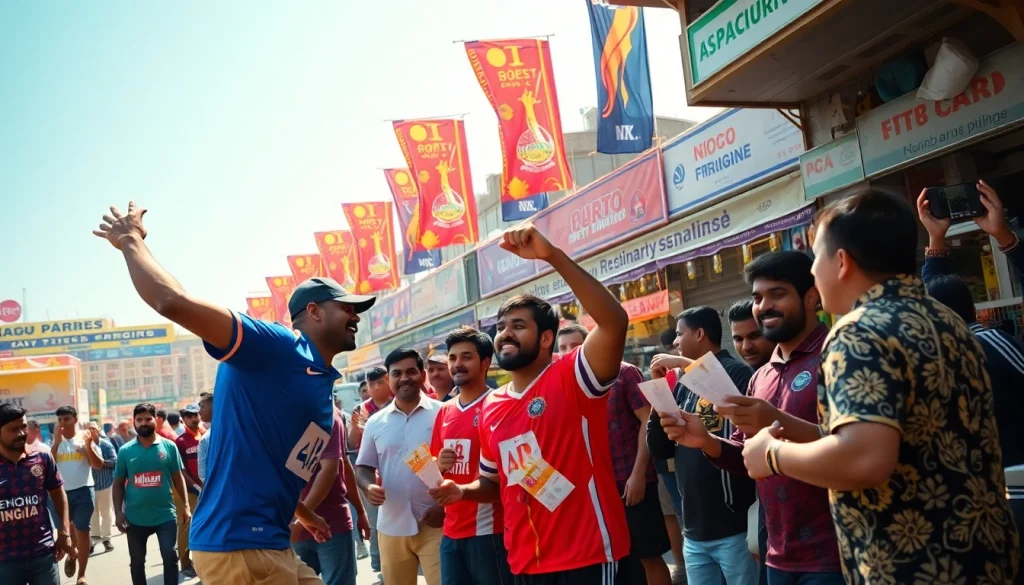 Engaging scene of sports betting in India showcasing excitement and energy in a market environment.