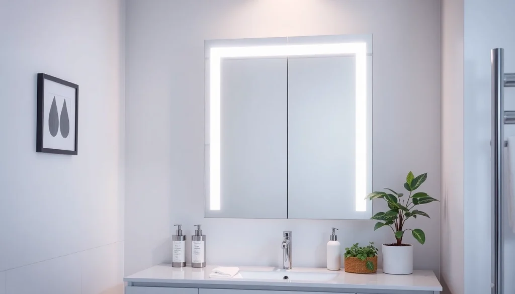 Erleben Sie den eleganten sonni Spiegelschrank mit modernem Design und integriertem Licht.