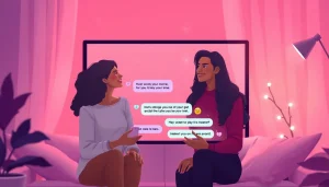 Engaging sex chat scene showcasing diverse characters in a cozy digital environment.