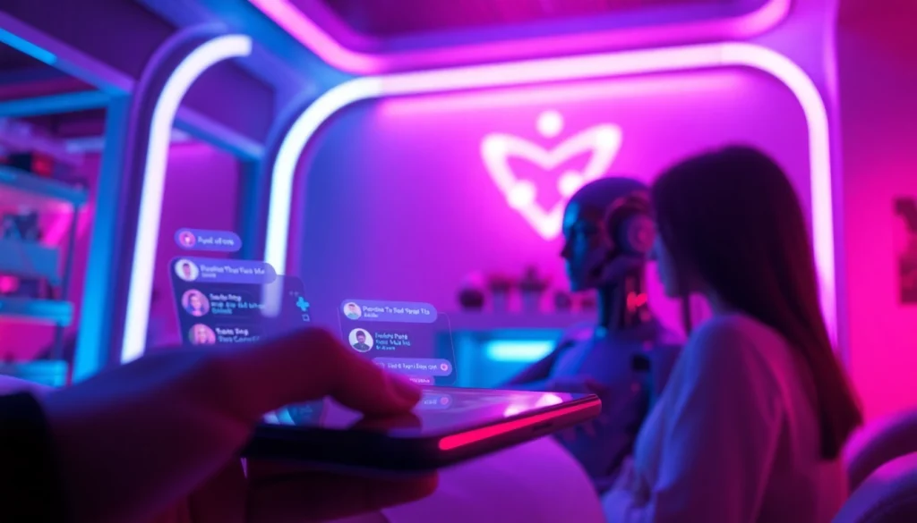Engaging sexting AI conversation interface with modern design and intimate atmosphere.
