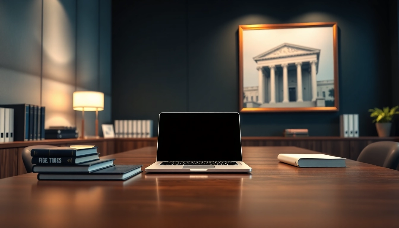 Office scene highlighting the legal implications of 798 f with a modern desk setup.