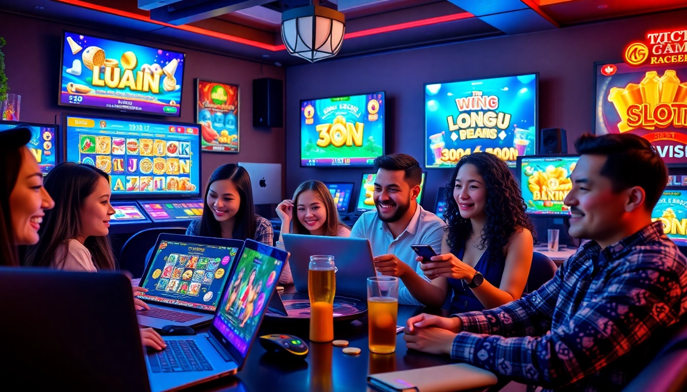 Situs kode4d community enjoying exciting online slot games together, showcasing vibrant atmosphere and engagement.