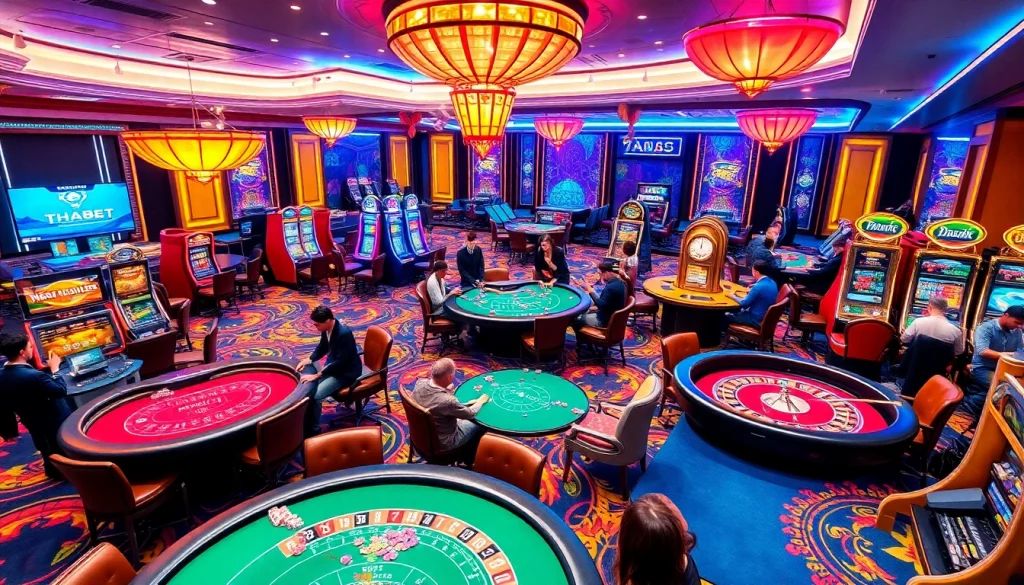 Experience the thrill of gaming at THABET's luxurious casino tables filled with excitement and action.