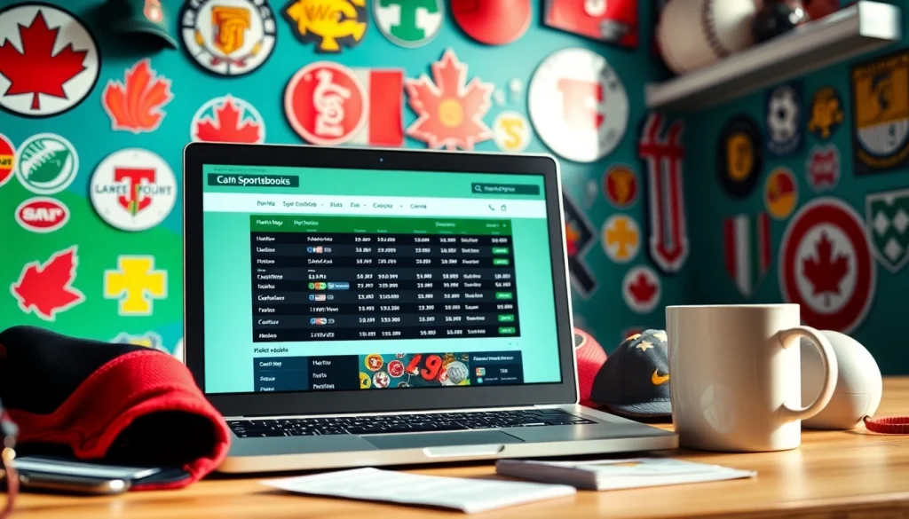 Explore top sportsbooks in Canada with an engaging sports betting setup mixing excitement and professionalism.