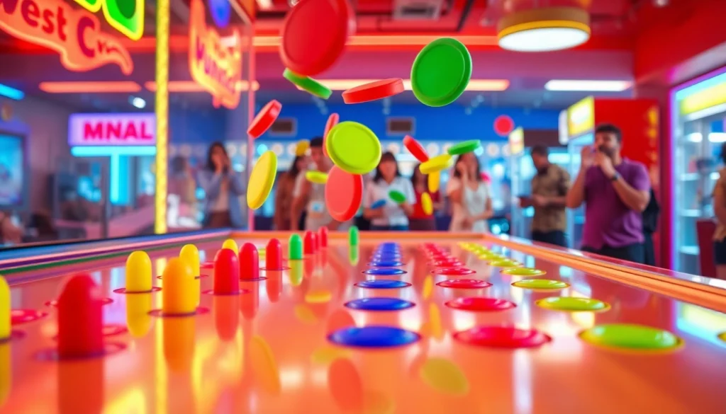 Main gameplay of demo plinko dengan warna cerah dan suasana arcade yang menarik.
