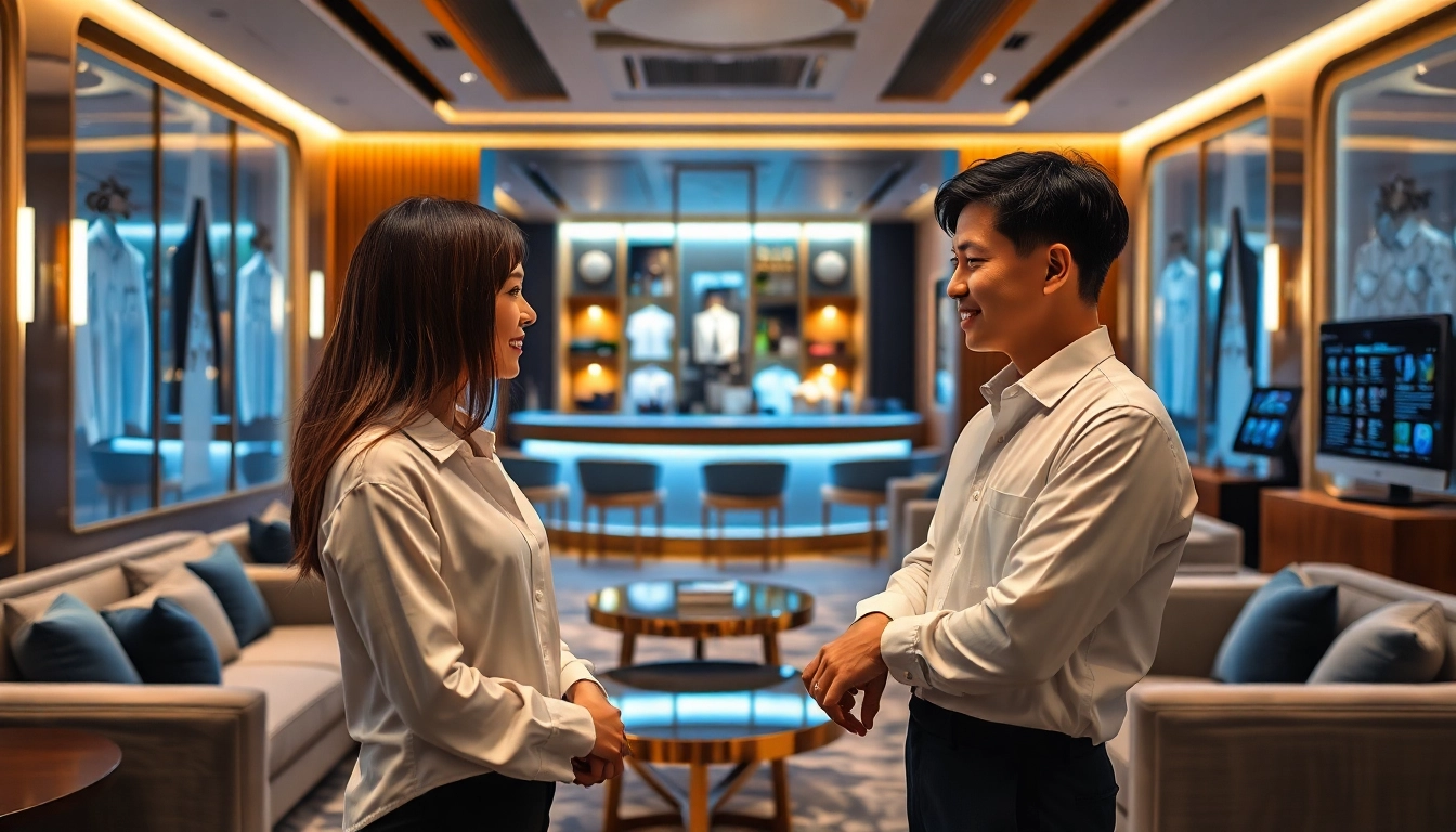 Elegant shirt room experience at gdmc.bio in Suwon, featuring warm ambiance and stylish decor.