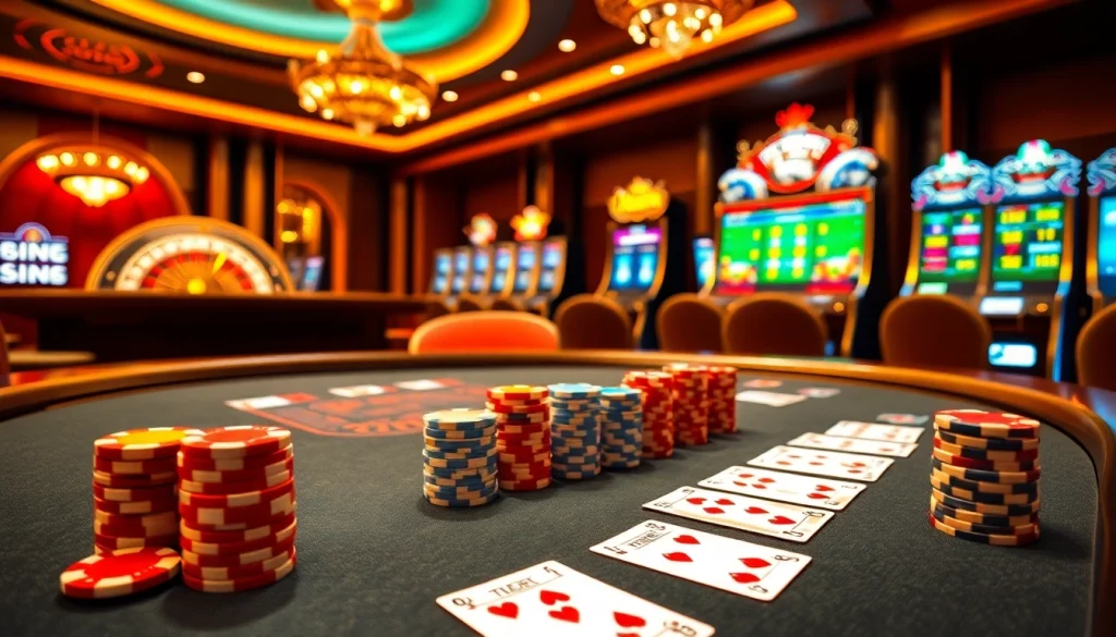 Engaging players at a luxurious casino table as they gamble on https://xx88.nl/ with vibrant chips and cards.