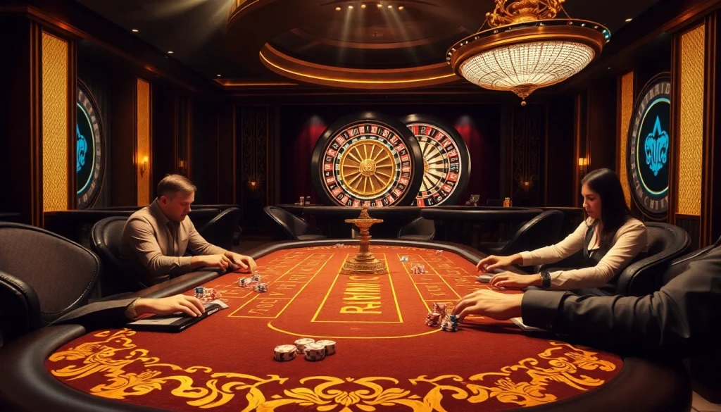 Experience RIKVIP excitement with luxury casino tables, vibrant chips, and thrilling card games.