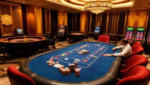 Experience high-stakes play at an s88vip poker table surrounded by luxury.
